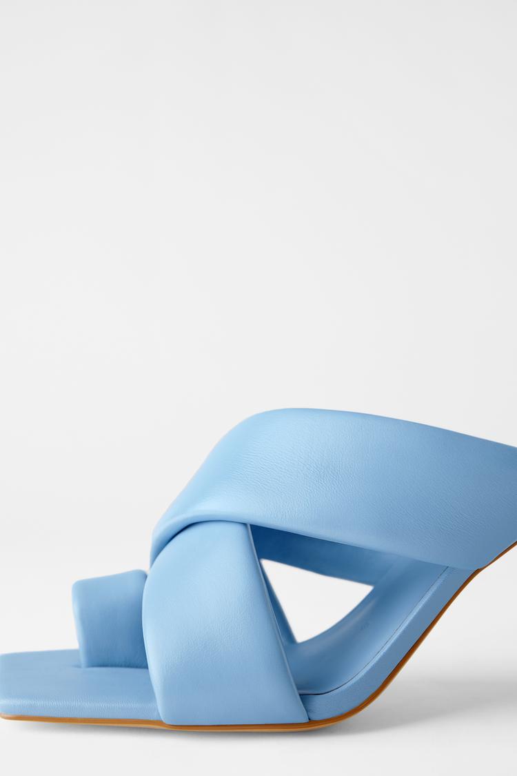 Image 3 of PADDED LEATHER HIGH-HEEL SANDALS from Zara
