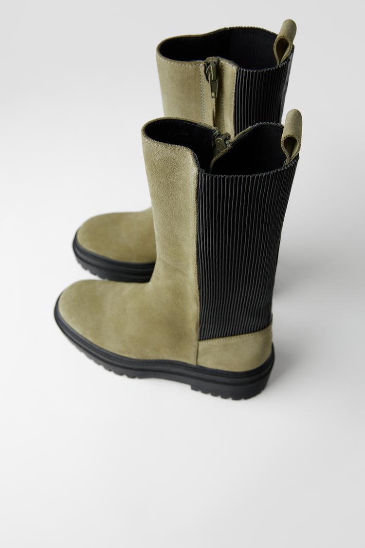 Flat Split Suede Ankle Boots With Track Soles Zara Australia