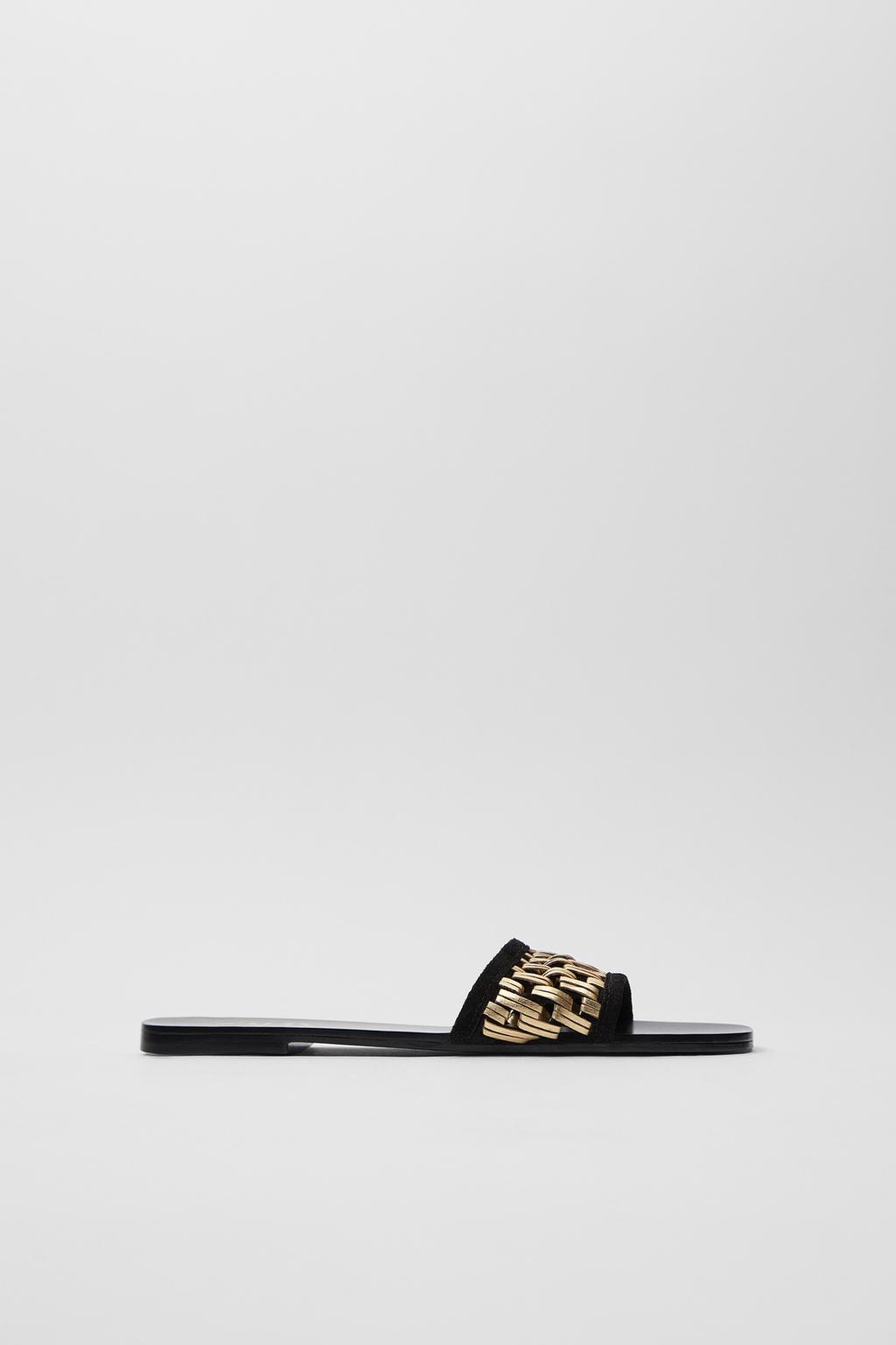 Zara GOLDEN PLAITED FLAT SANDALS