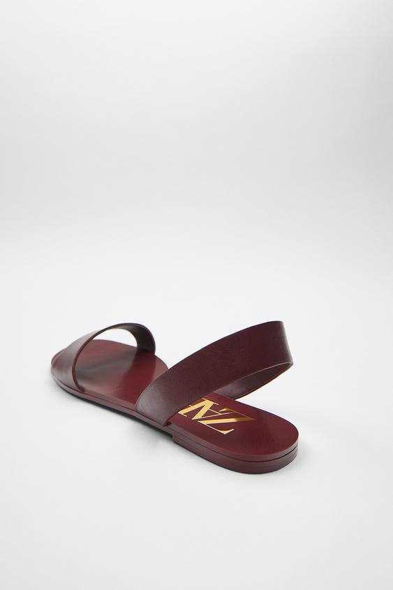 Sandale Joase Din Piele Decupate La Spate Zara Romania