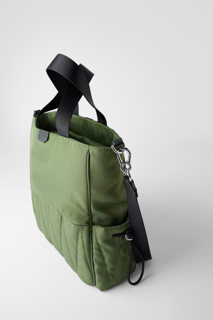 Nylon Tote Bag With Sporty Drawstring Closure Zara Norway