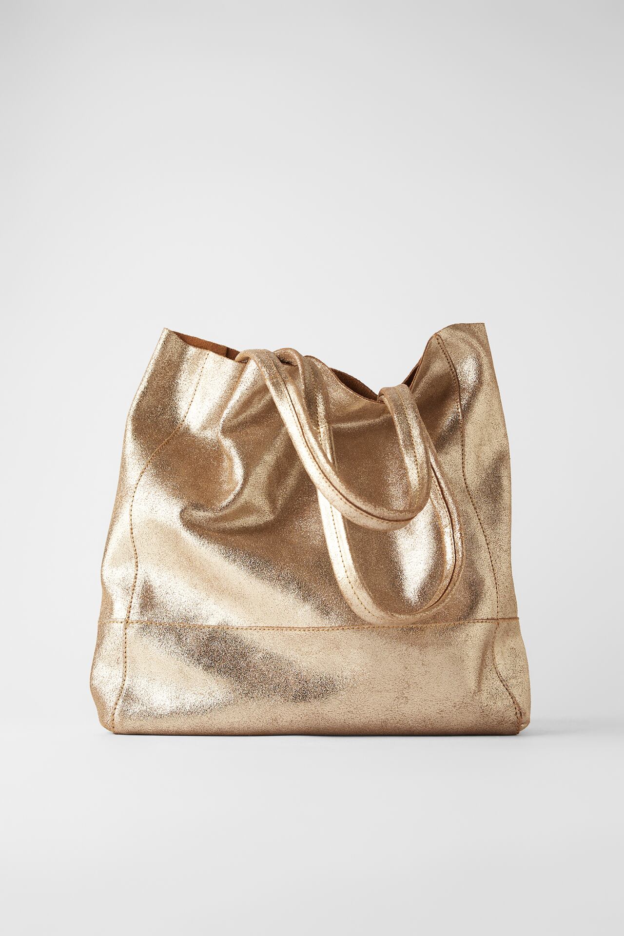 Image 1 of METALLIC LEATHER TOTE BAG from Zara