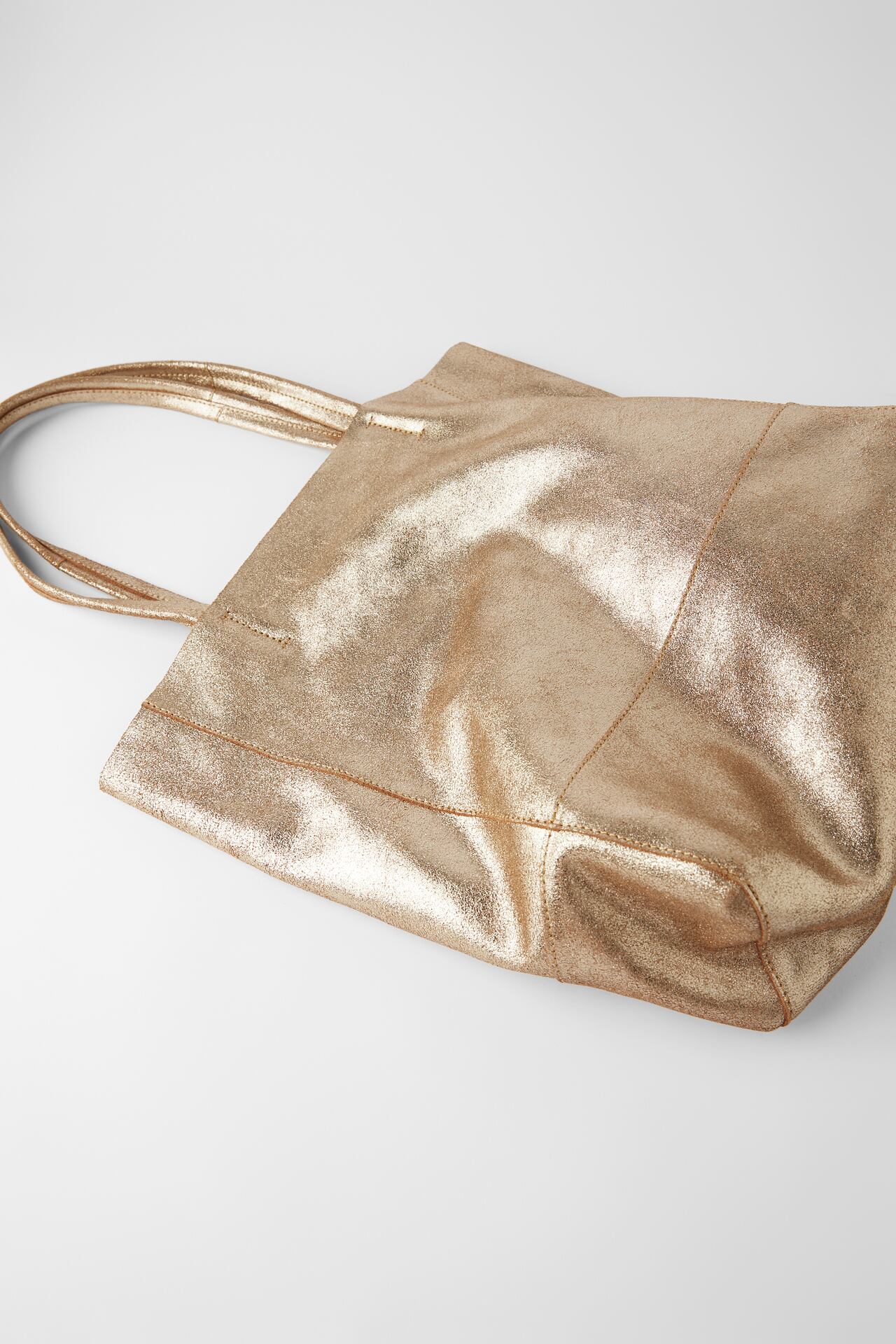 Image 3 of METALLIC LEATHER TOTE BAG from Zara
