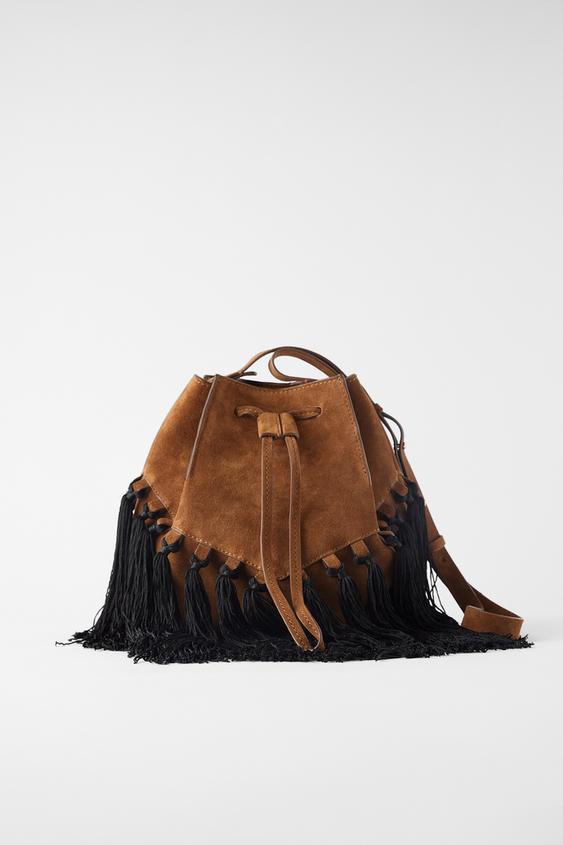 Beuteltasche Aus Veloursleder Mit Fransen Zara Osterreich Austria