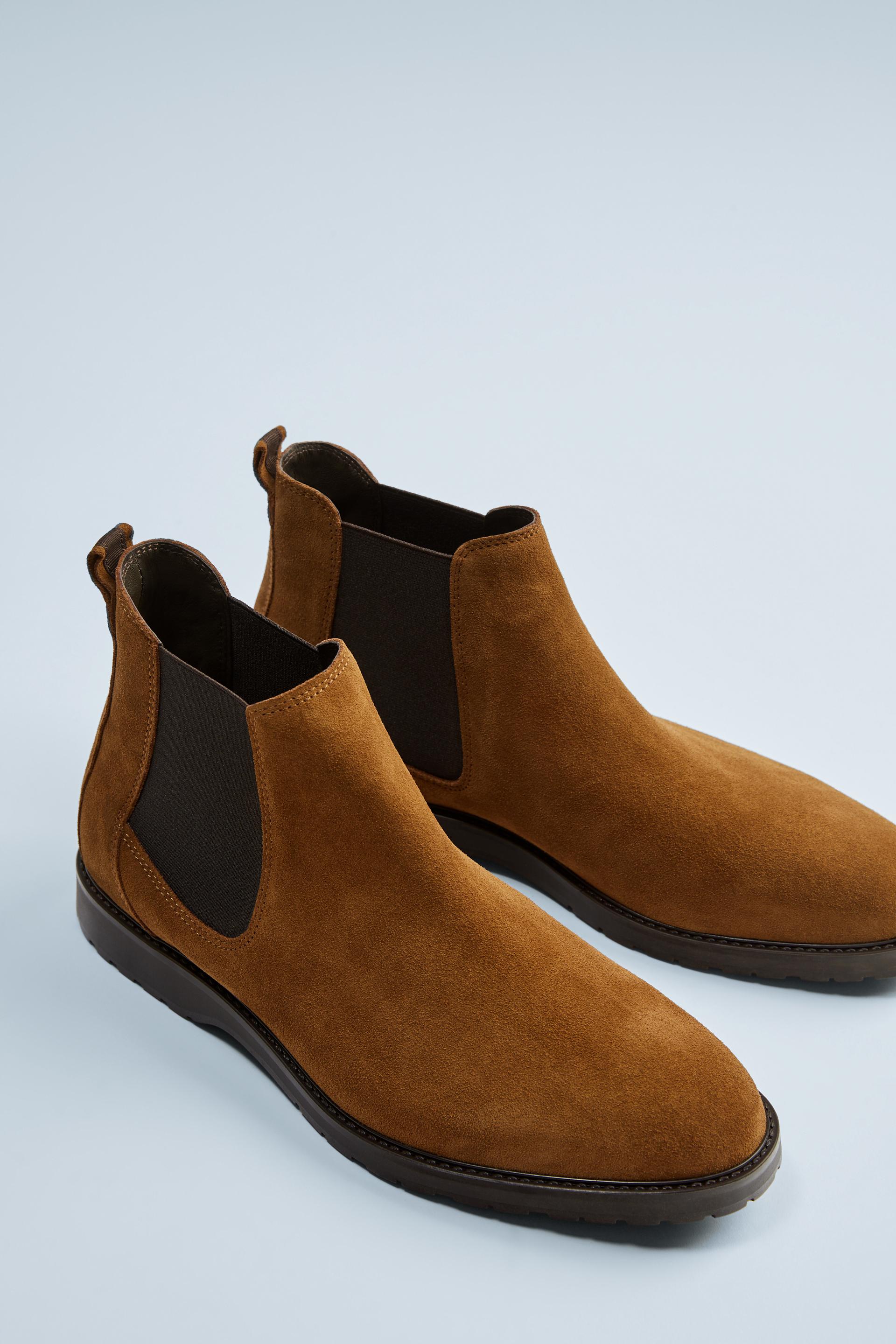Brown Leather Sporty Ankle Boots Zara India