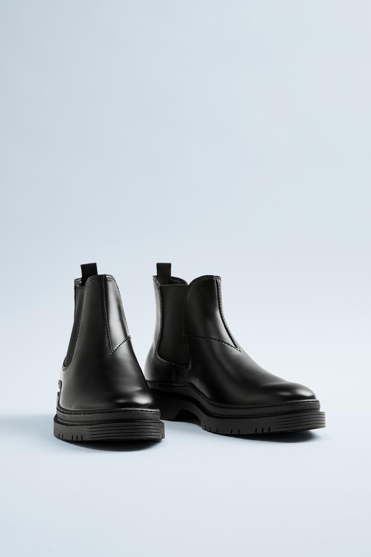 Black Ankle Boots With Track Sole Zara Monaco