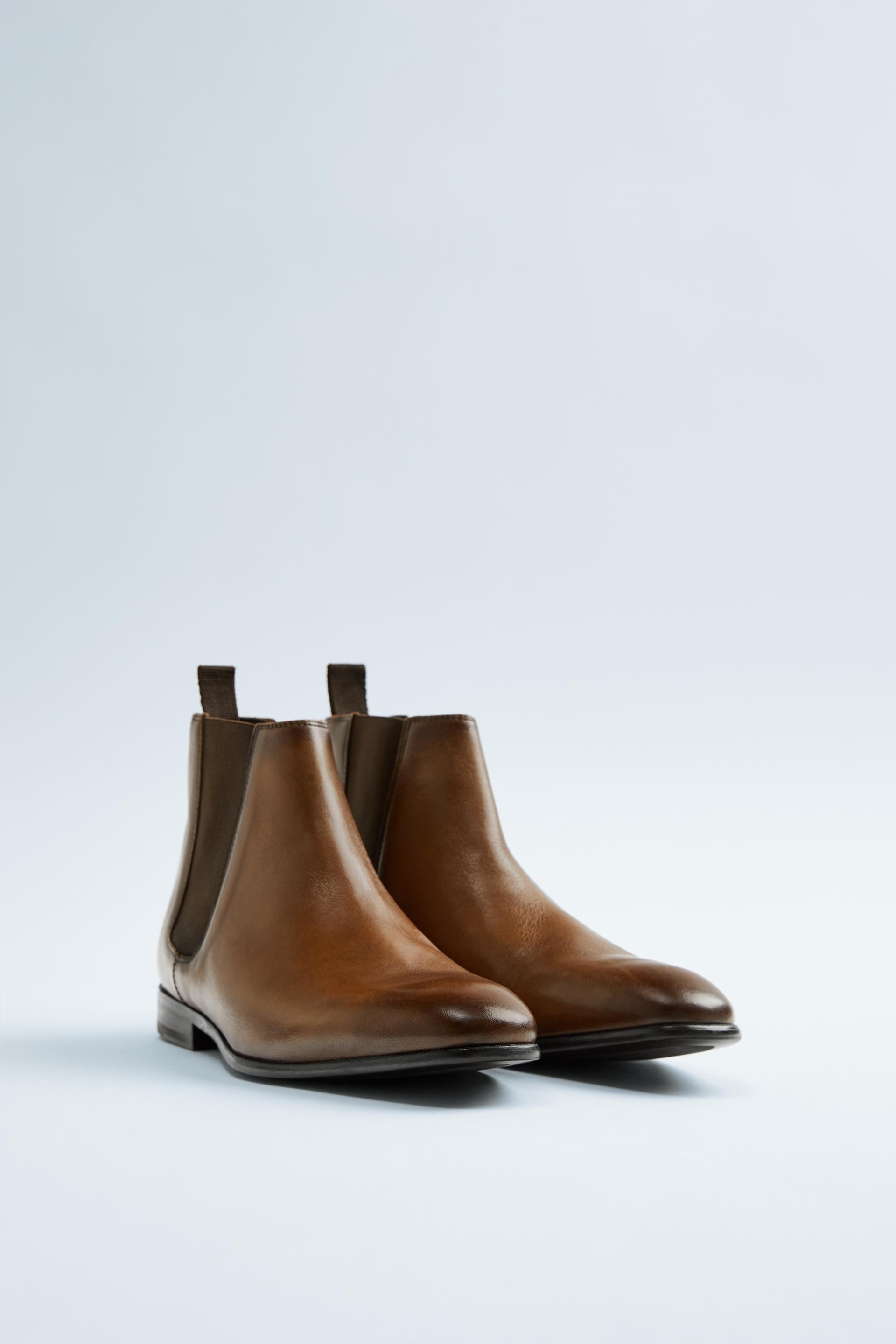 Brown Soft Leather Ankle Boots Zara India