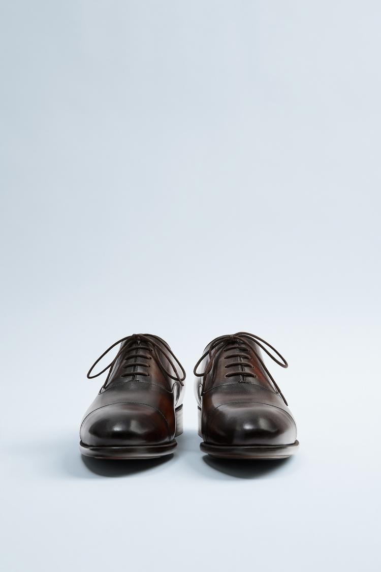 Bruine Leren Kostuumschoenen Zara Nederland