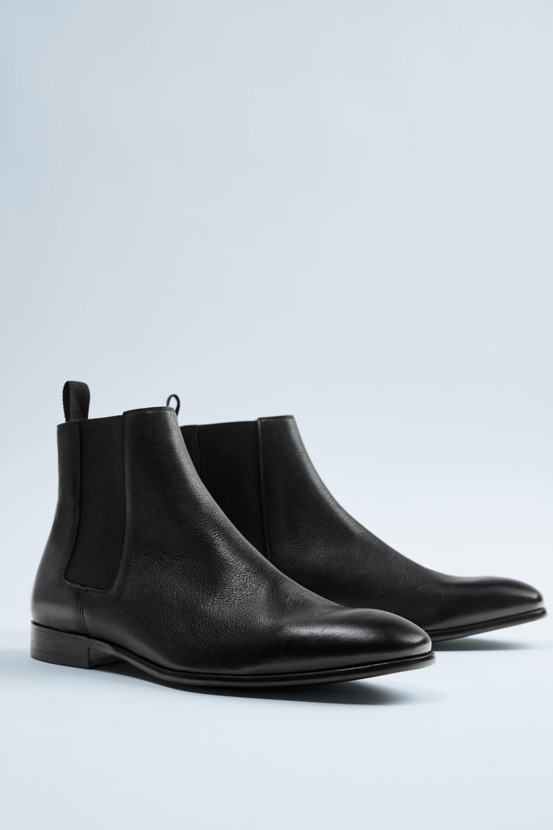 Soft Black Leather Ankle Boots Zara International
