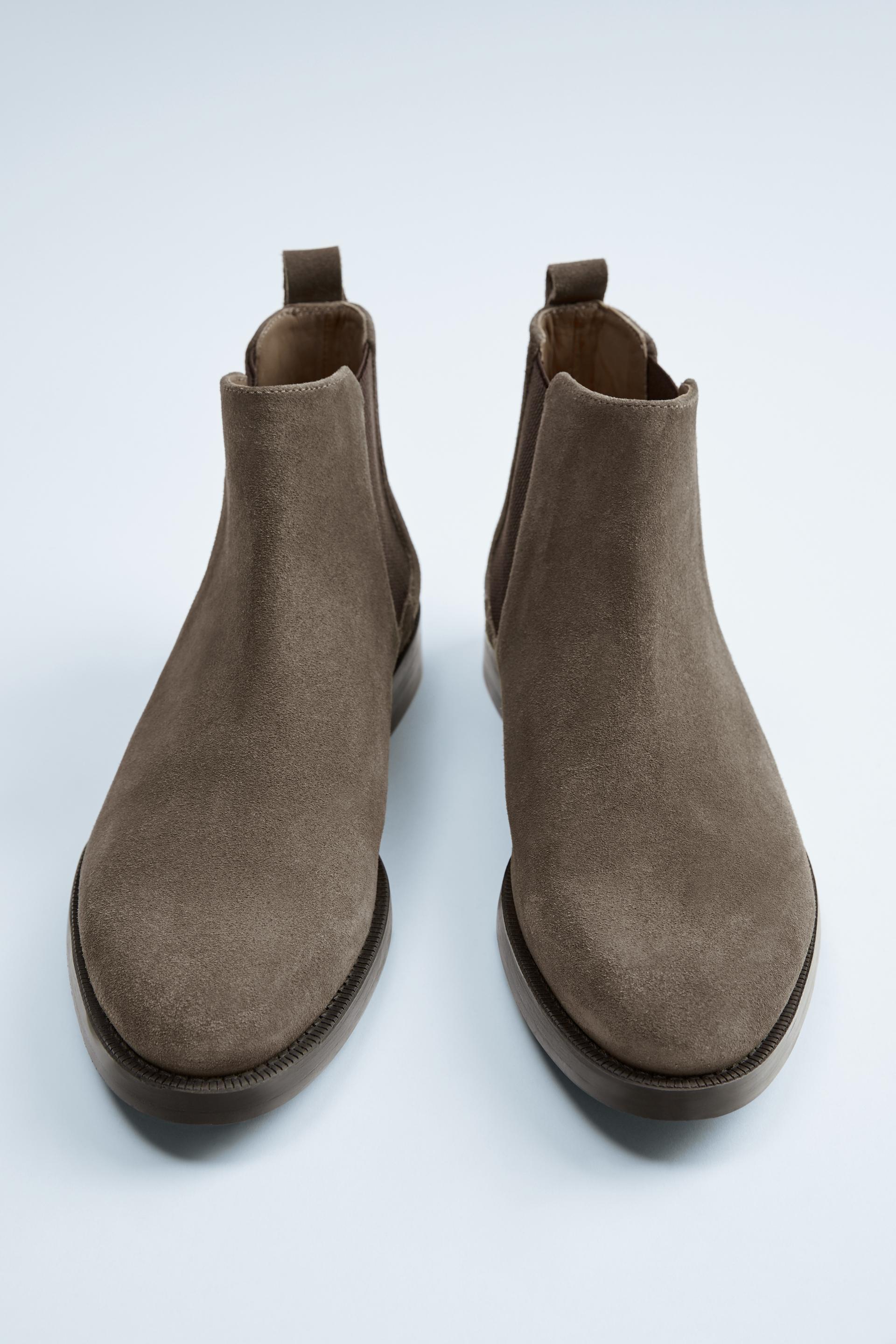 Grey Split Suede Leather Ankle Boots Zara India