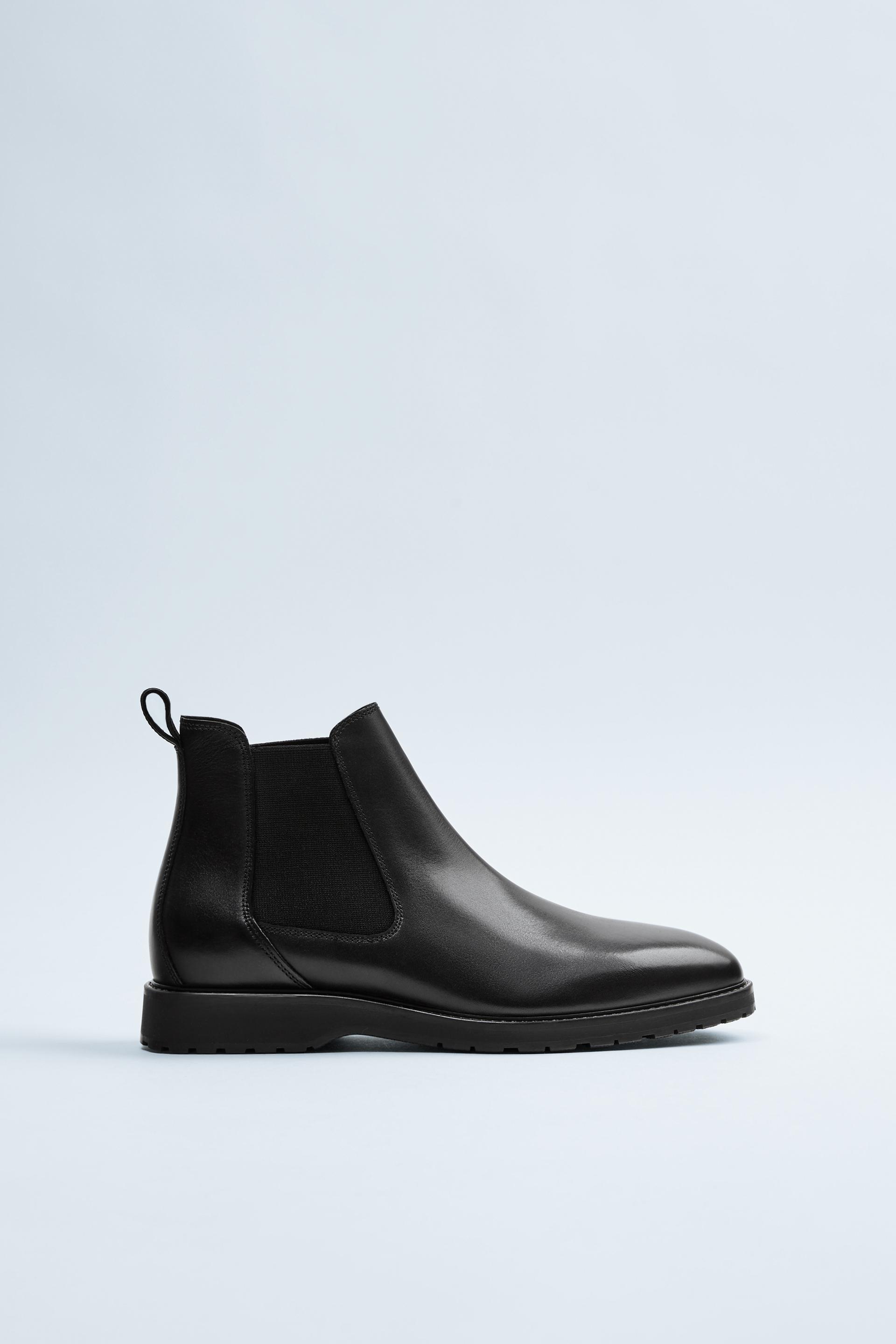 Black Leather Chelsea Boots Zara United States