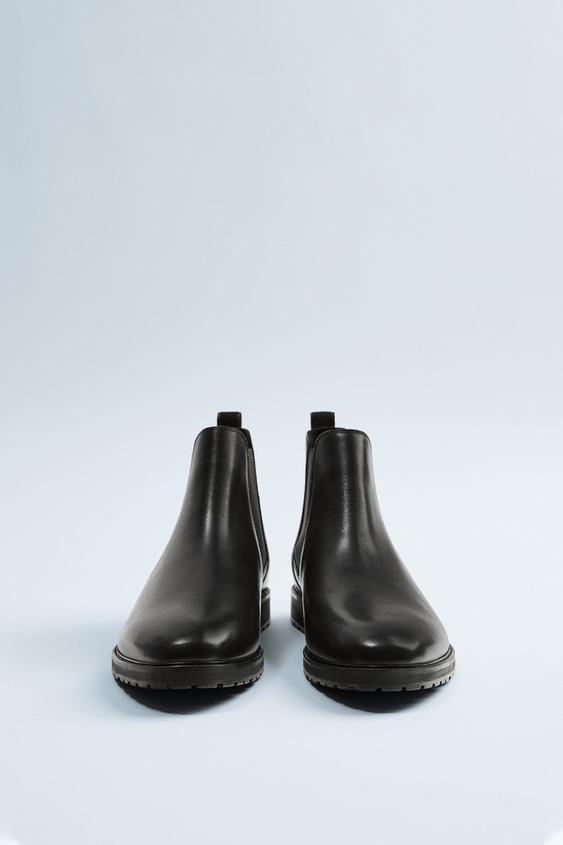 Black Leather Chelsea Boots Zara United States