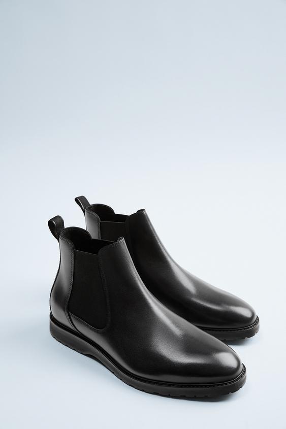 Black Leather Chelsea Boots Zara United States