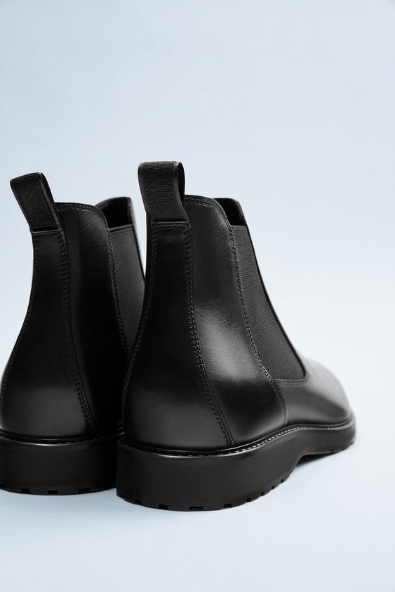 Black Leather Chelsea Boots Zara United States