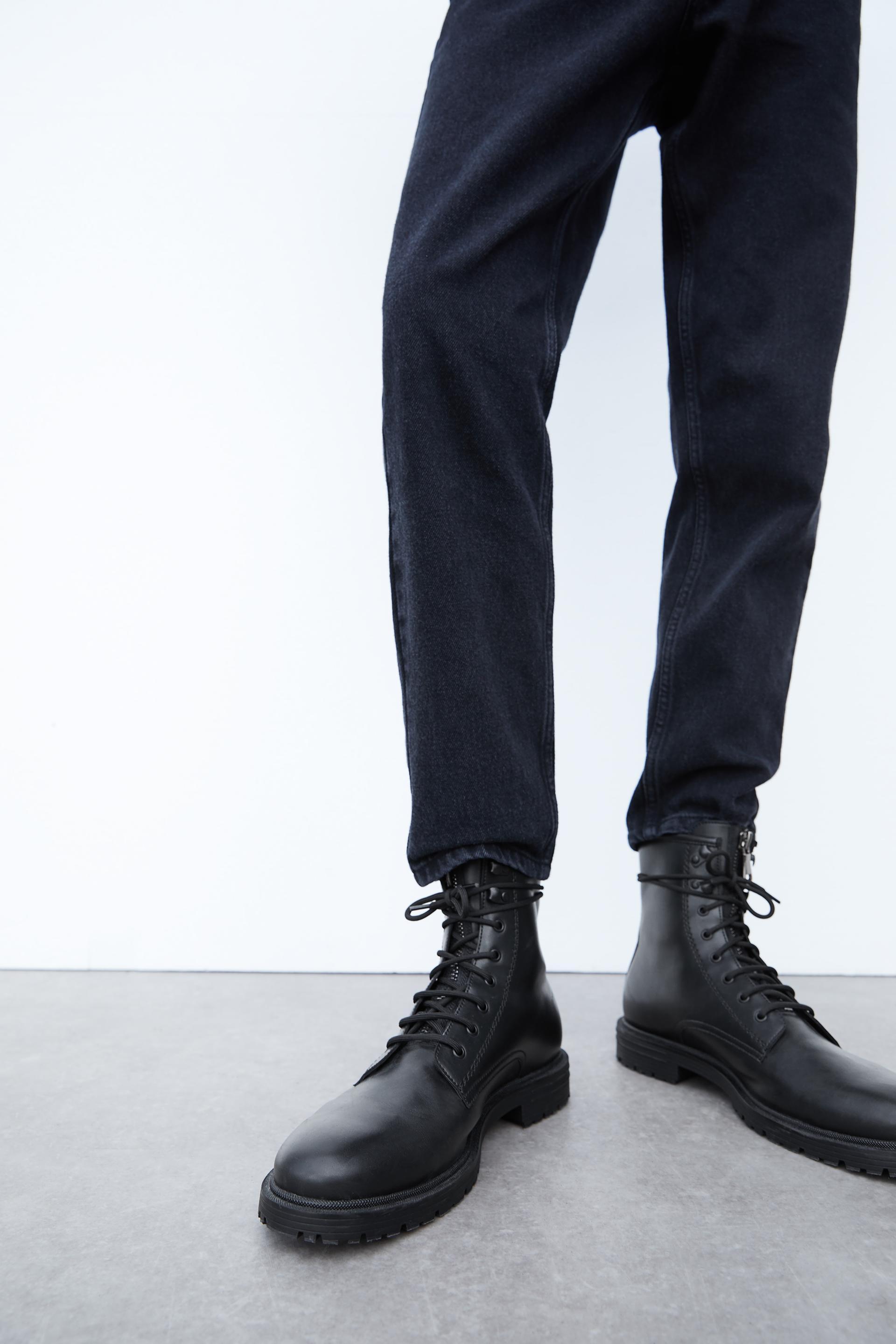 Black Combat Boots Zara United States
