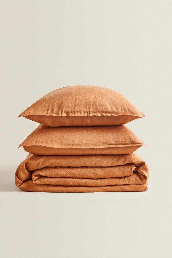 Terracotta Linen Duvet Cover Zara Poland