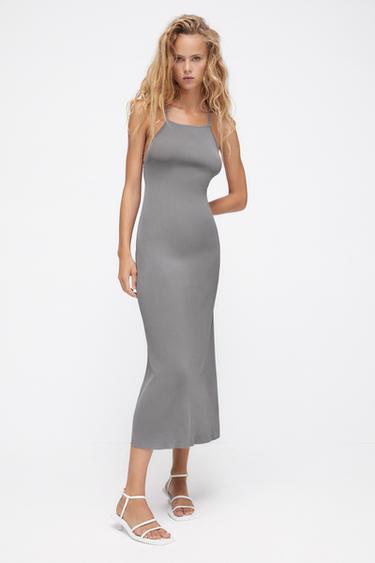 バッククロス ニットワンピース Limited Edition グレー Zara Japan 日本 バッククロス ニットワンピース Limited Edition グレー Zara Japan 日本