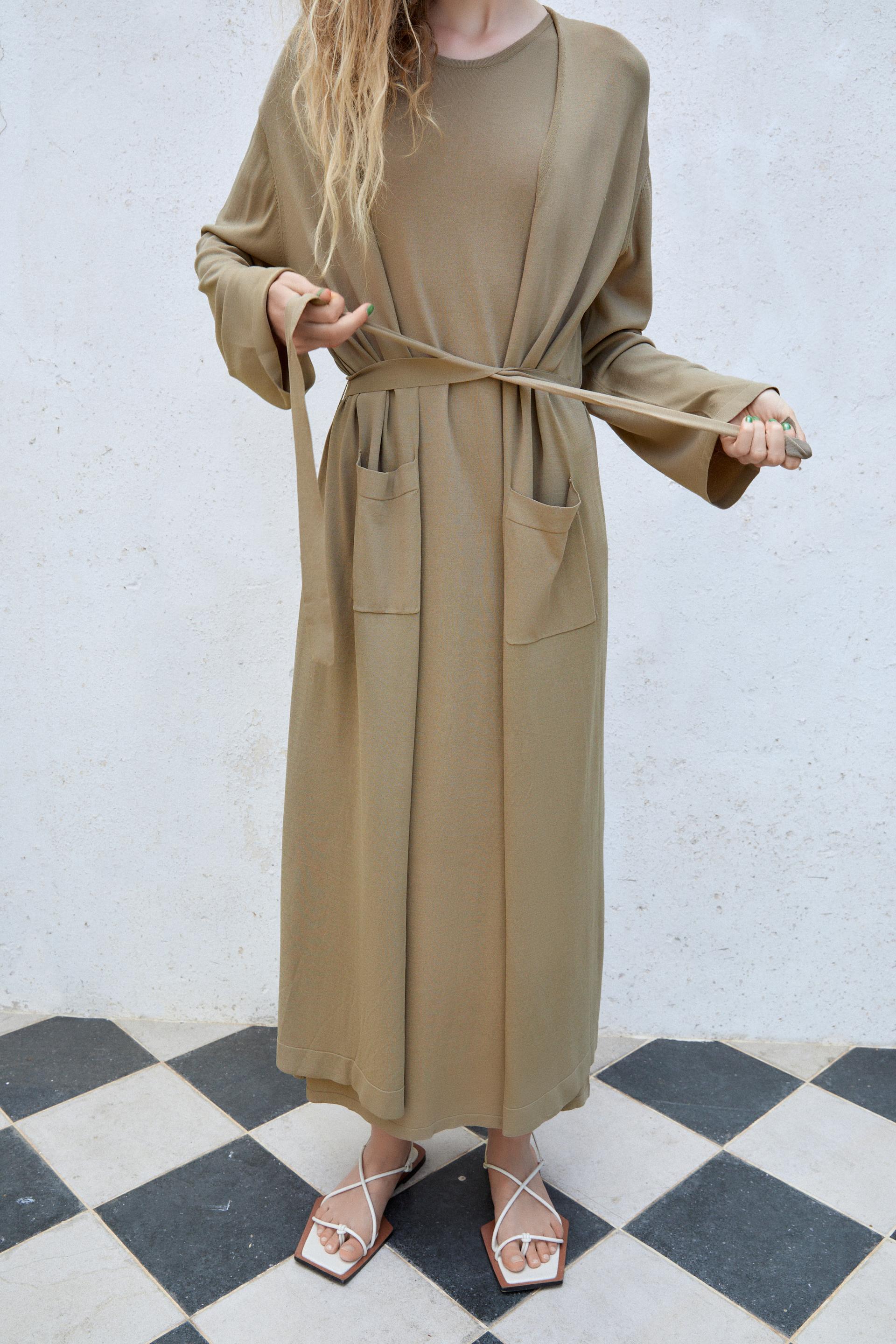 zara long sweater coat