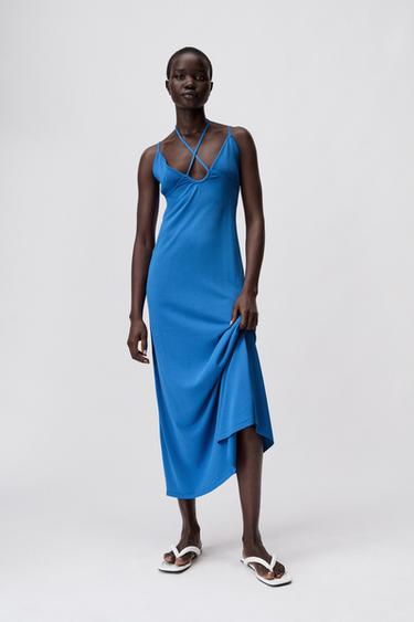 ノースリーブニットワンピース ブルー Zara Japan 日本 ノースリーブニットワンピース ブルー Zara Japan 日本