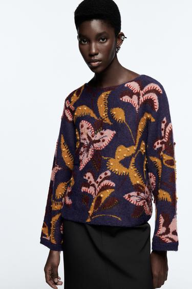 zara embroidered sweater