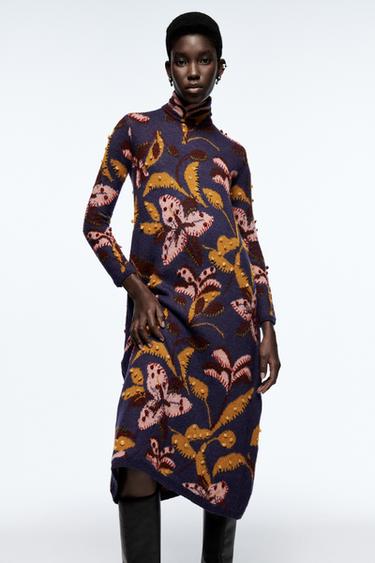 embroidered knit dress