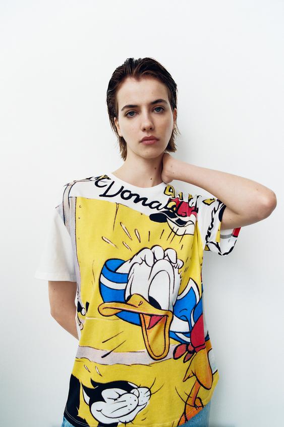 ディズニー ドナルドダック Tシャツ プリント地 Zara Japan 日本 ディズニー ドナルドダック Tシャツ プリント地 Zara Japan 日本