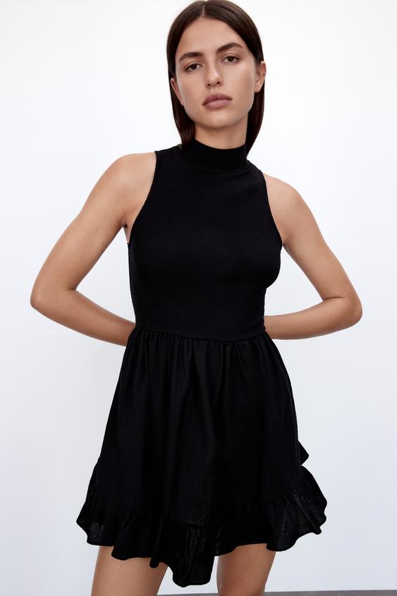 ハイネック ボリュームワンピース ブラック Zara Japan 日本 ハイネック ボリュームワンピース ブラック Zara Japan 日本