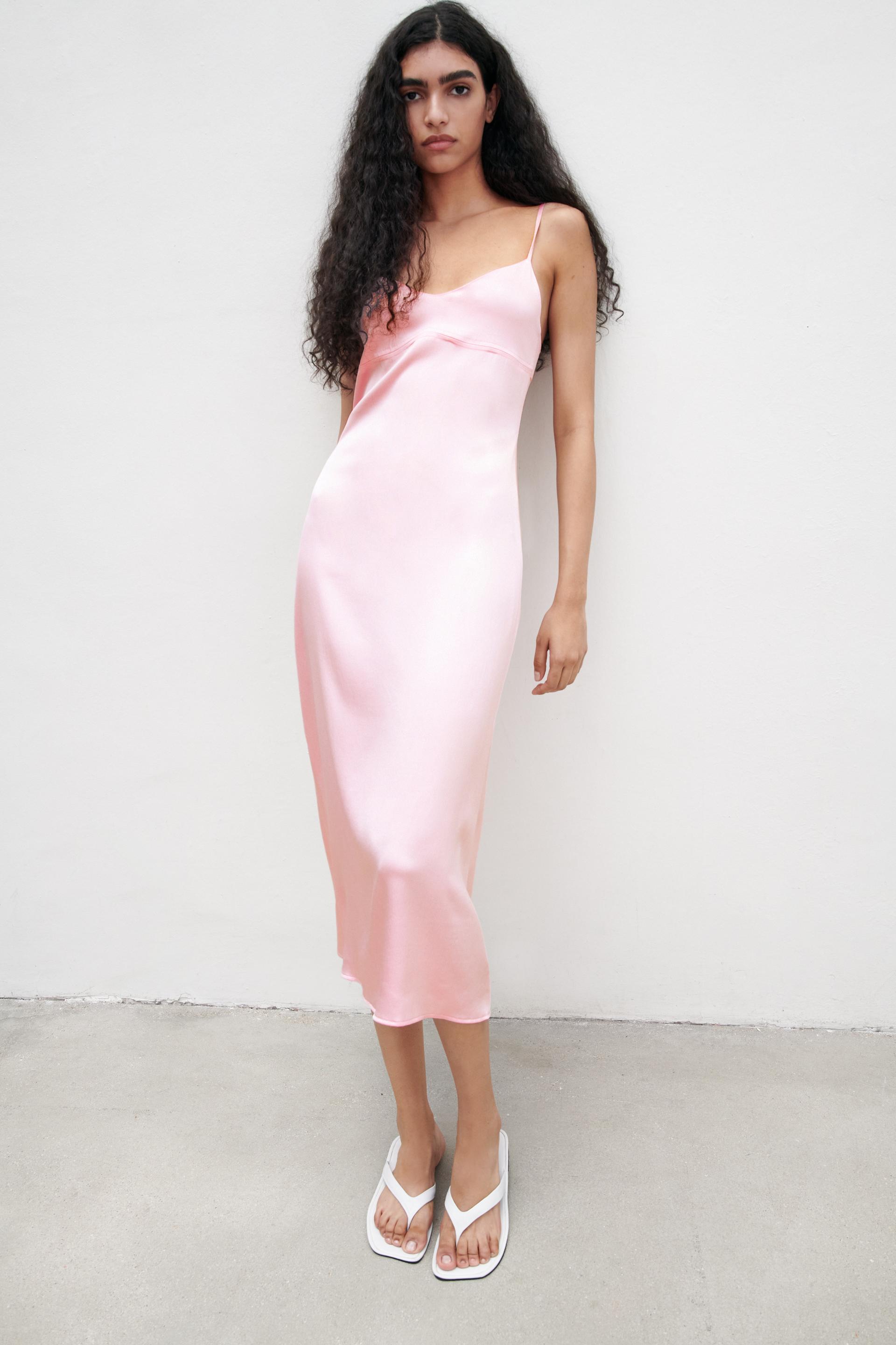 Midi Kleid In Satinoptik Zara Deutschland Germany