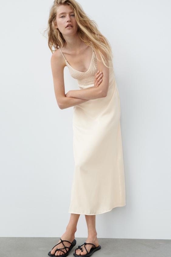 コンビサテンワンピース サンド Zara Japan 日本 コンビサテンワンピース サンド Zara Japan 日本