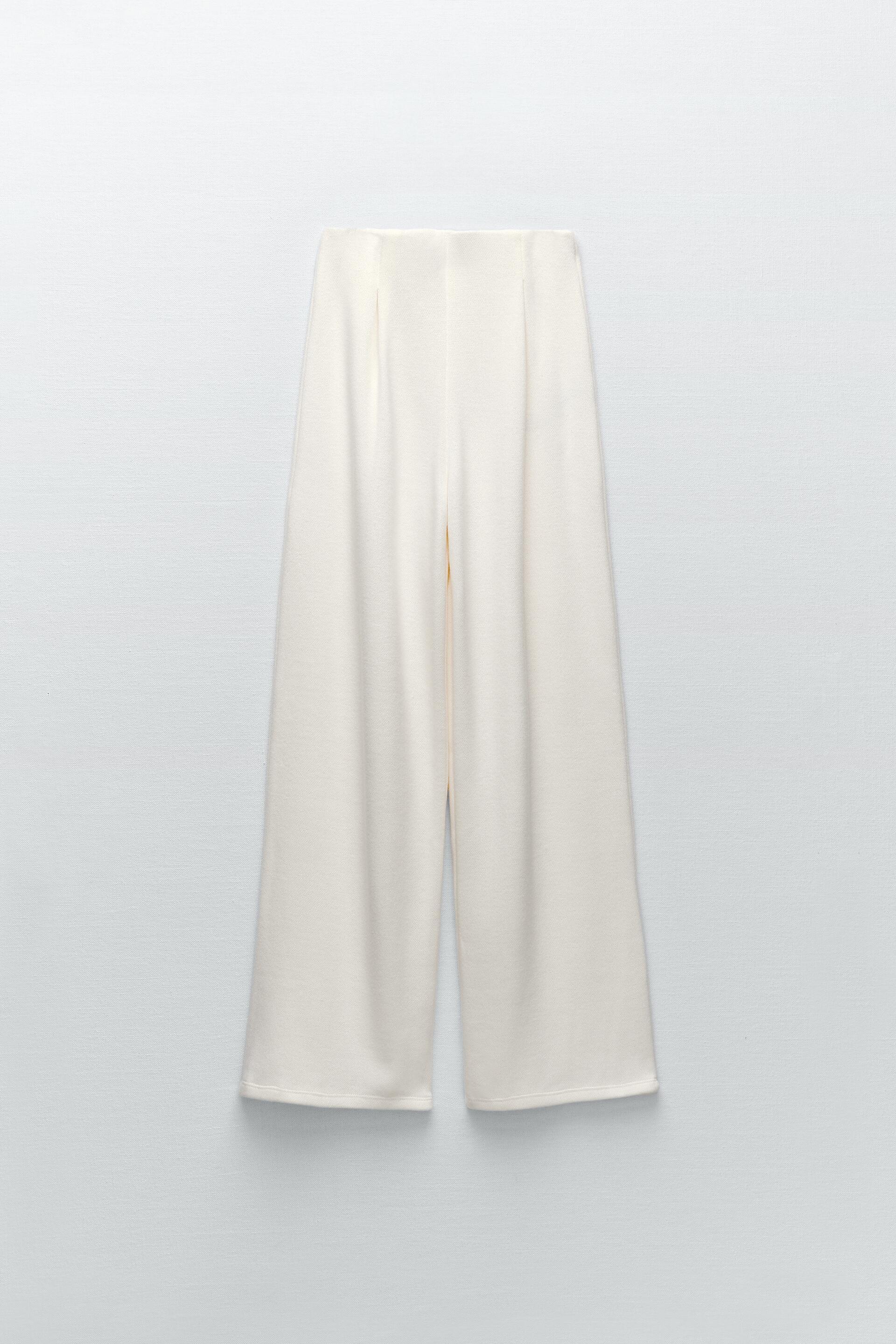 SOFT WIDE-LEG TROUSERS - Ecru | ZARA 