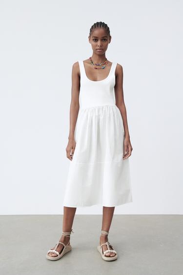 ポプリン ワンピース オフホワイト Zara Japan 日本