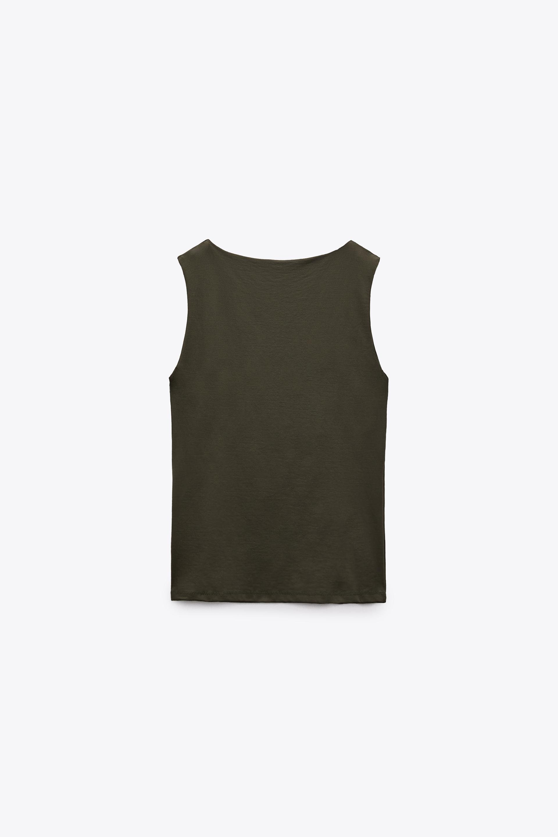 Wide Strap Stretch Top Black Zara United States Wide Strap Stretch Top Black Zara United States