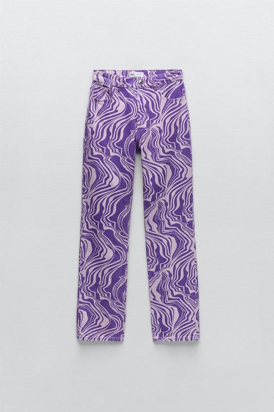 JEANS STRAIGHT ESTAMPADO - Rosa / Lila | ZARA Chile