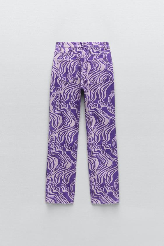 JEANS STRAIGHT ESTAMPADO - Rosa / Lila | ZARA Chile