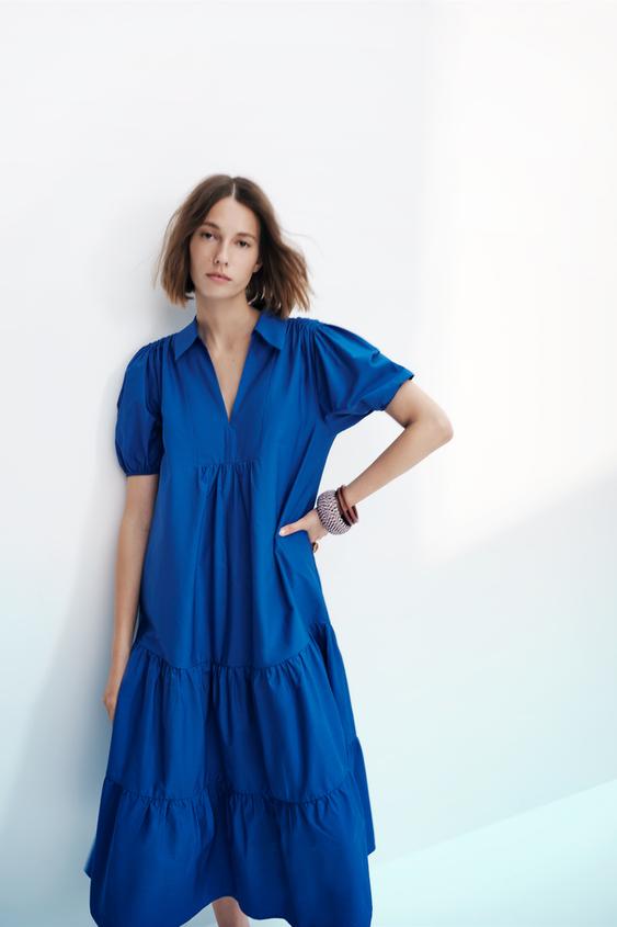 オーバーサイズ ポプリンワンピース コバルト Zara Japan 日本 オーバーサイズ ポプリンワンピース コバルト Zara Japan 日本