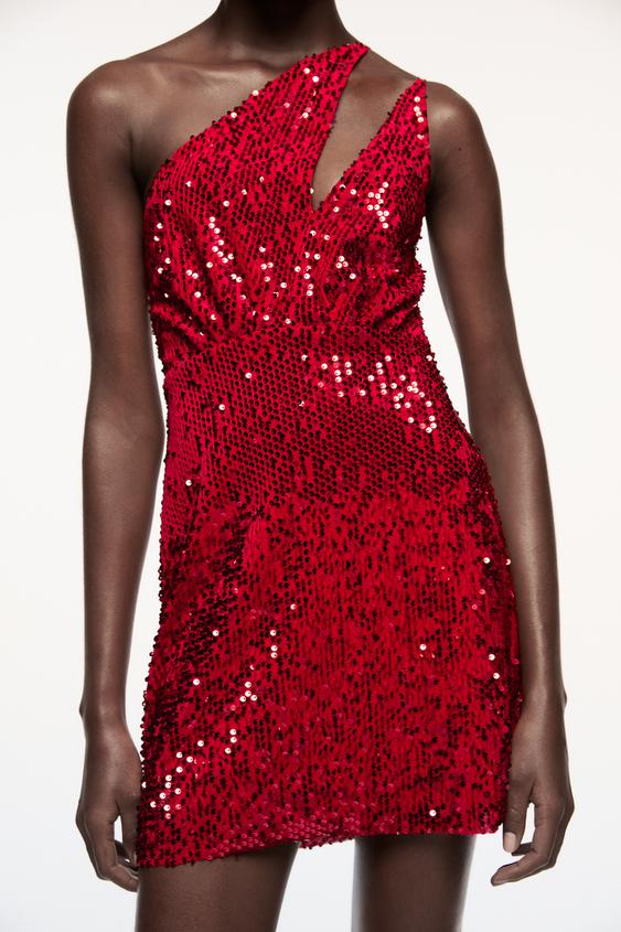 ベルベット スパンコール ワンピース レッド Zara Japan 日本 ベルベット スパンコール ワンピース レッド Zara Japan 日本