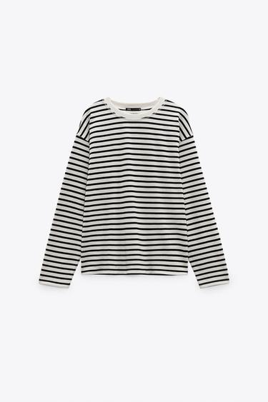 Camiseta rayas blancas y negras zara