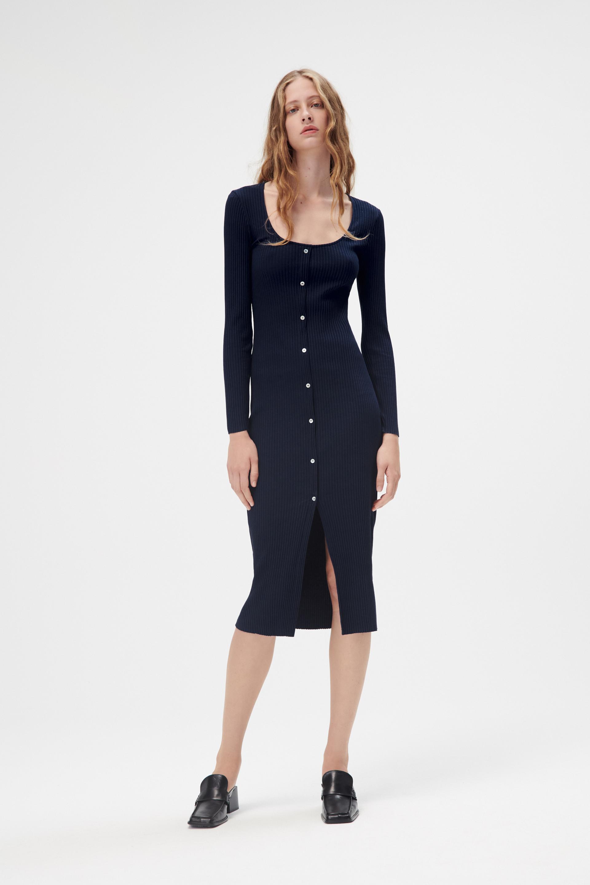 ボタン付きリブ編みワンピース チョコレート Zara Japan 日本 ボタン付きリブ編みワンピース チョコレート Zara Japan 日本