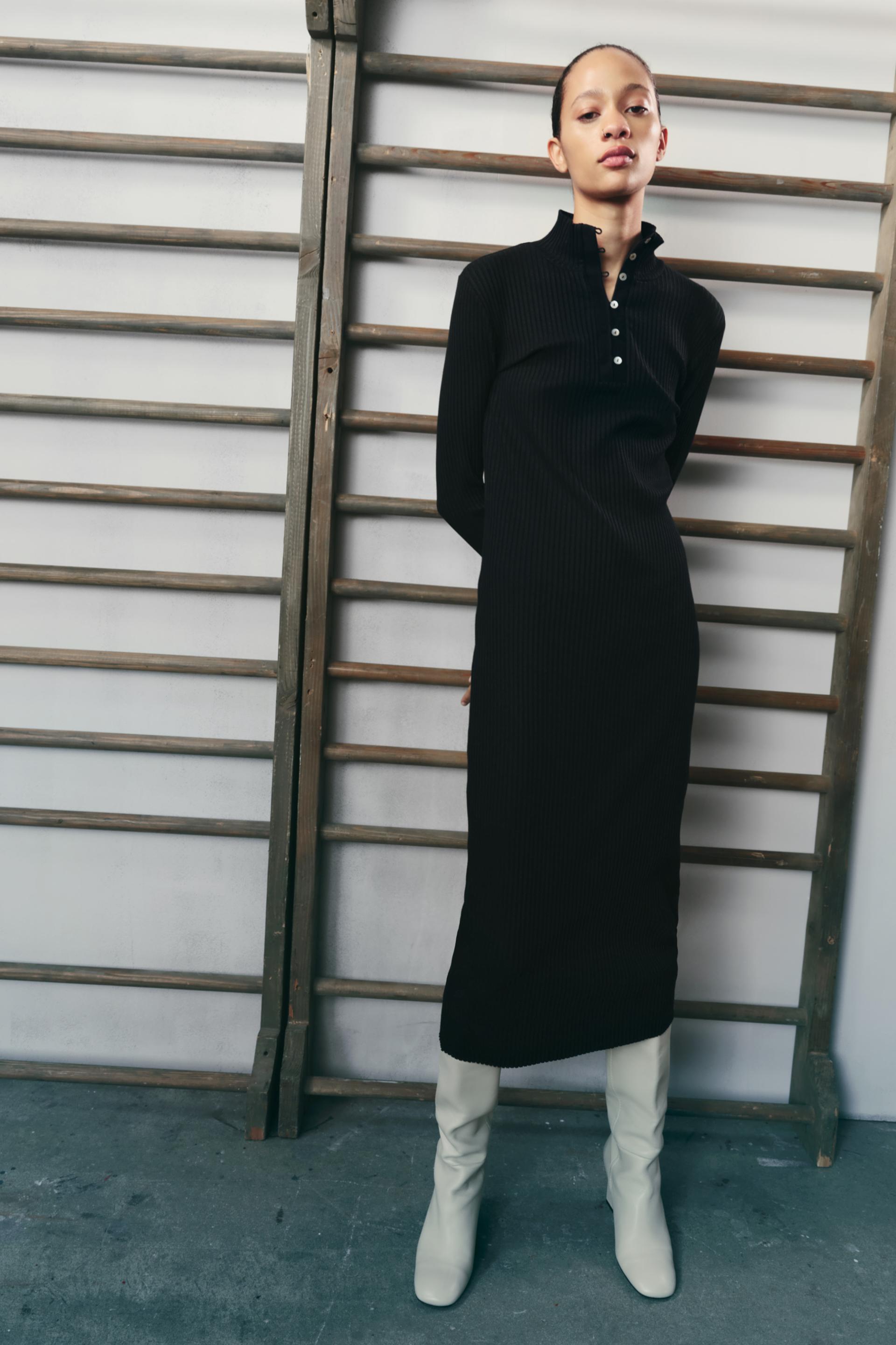 リブモックネック ワンピース ブラック Zara Japan 日本 リブモックネック ワンピース ブラック Zara Japan 日本