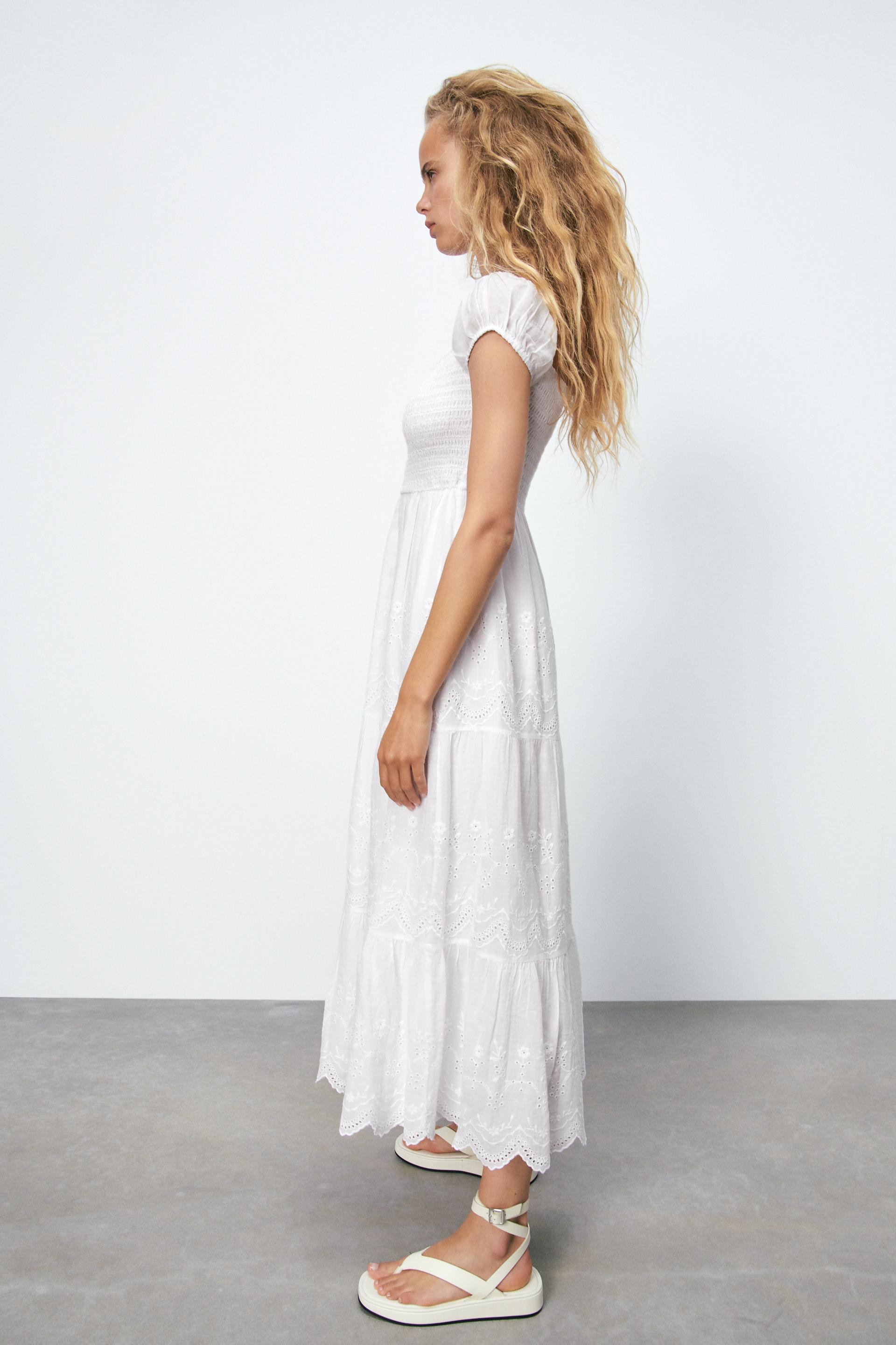 カットワーク刺繍ワンピース オフホワイト Zara Japan 日本 カットワーク刺繍ワンピース オフホワイト Zara Japan 日本