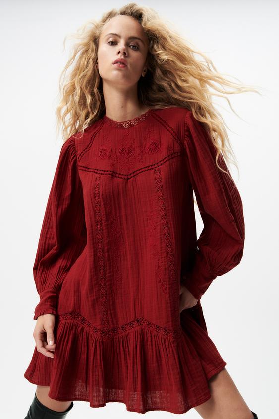 zara red short dress