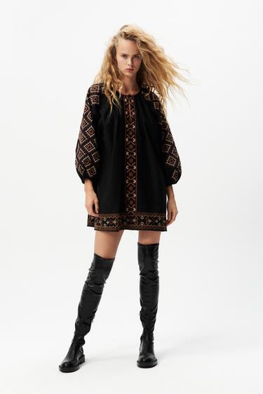 short embroidered dress