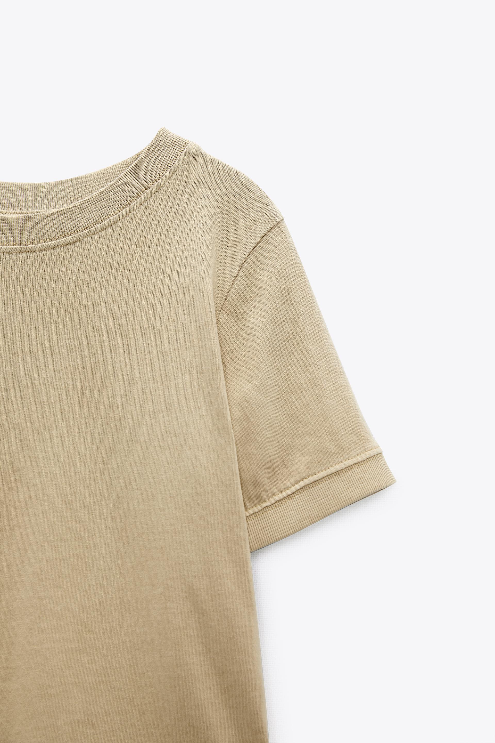 WASHED SLIM FIT T-SHIRT - Beige | ZARA 