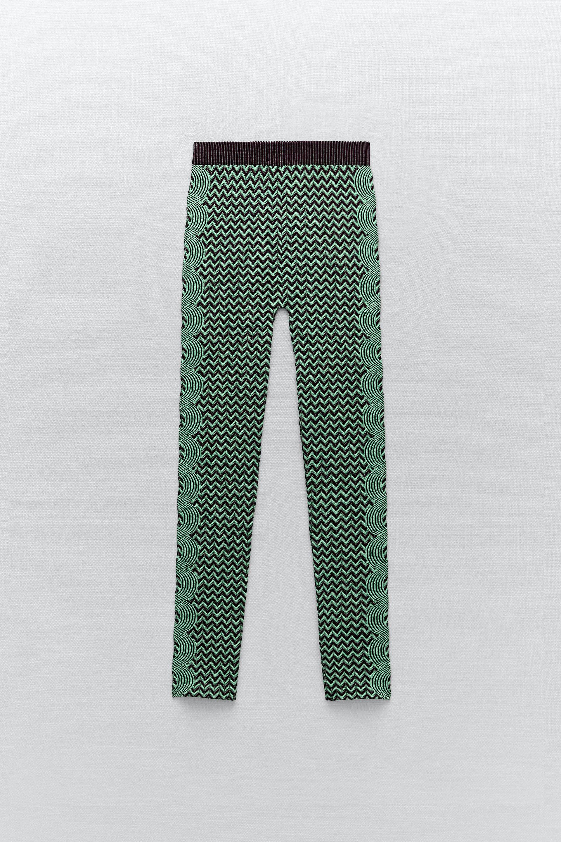 Zara green and purple leggings Clearance