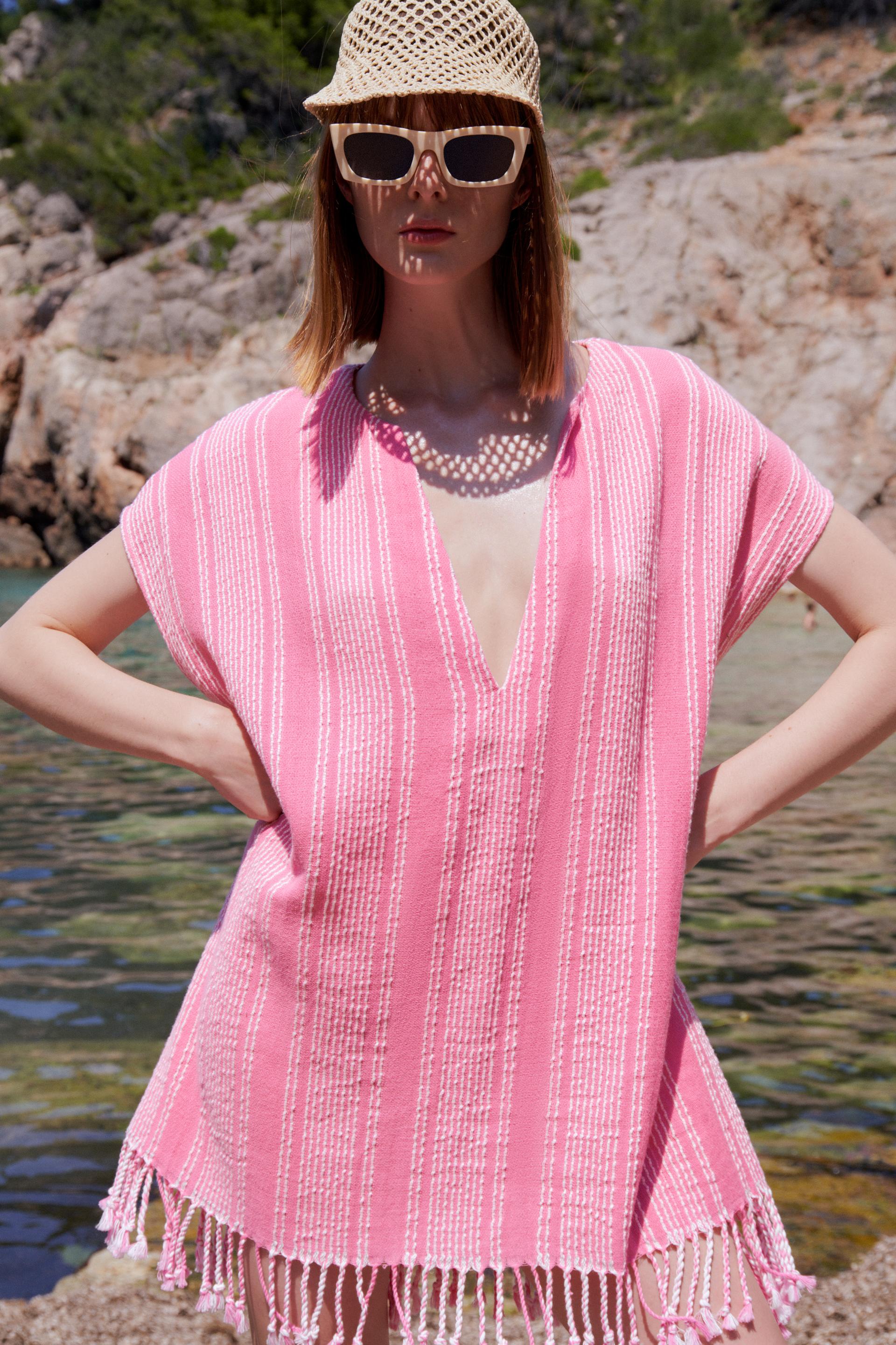 FRINGED RUSTIC KAFTAN - Pink | ZARA 