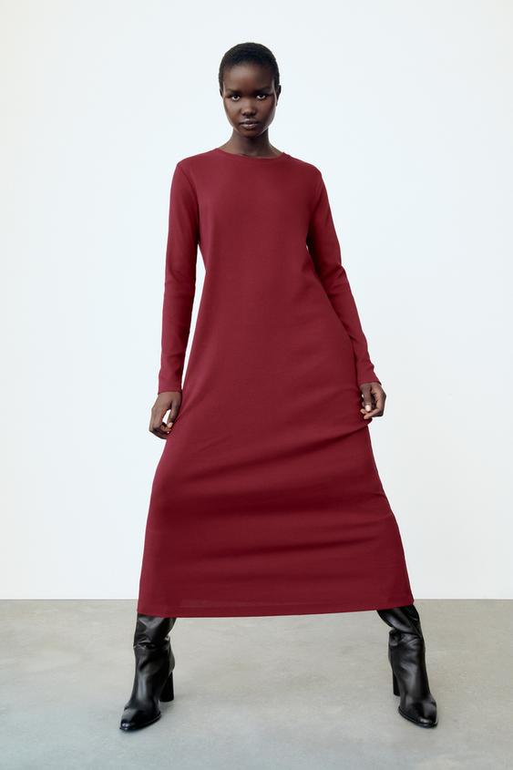 ロング丈リブ地ワンピース スグリ Zara Japan 日本 ロング丈リブ地ワンピース スグリ Zara Japan 日本