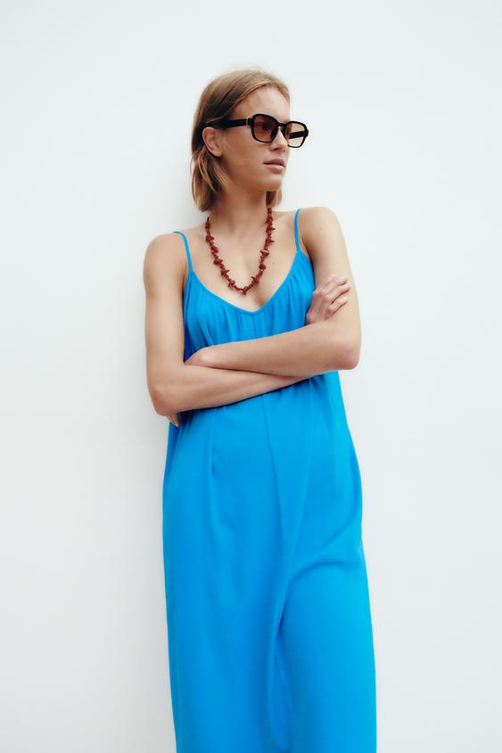 ストラップ リブワンピース ブルー Zara Japan 日本 ストラップ リブワンピース ブルー Zara Japan 日本