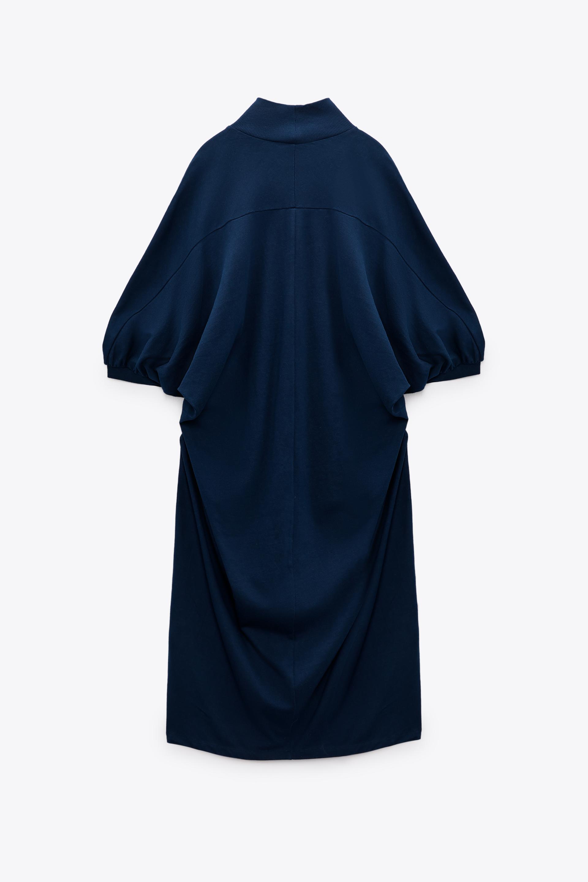 コクーンシェイプ コットンワンピース ダイブルー Zara Japan 日本 コクーンシェイプ コットンワンピース ダイブルー Zara Japan 日本