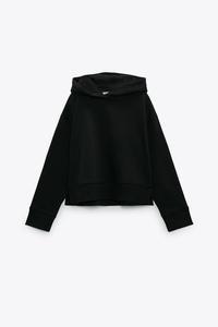 SUDADERA CROPPED CAPUCHA - Negro | ZARA Chile