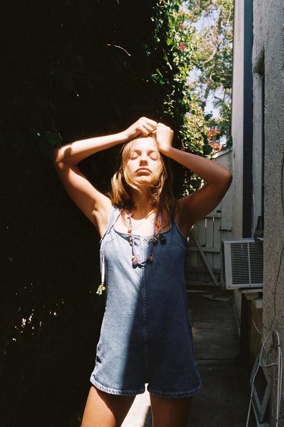 Zara short denim jumpsuit clearance